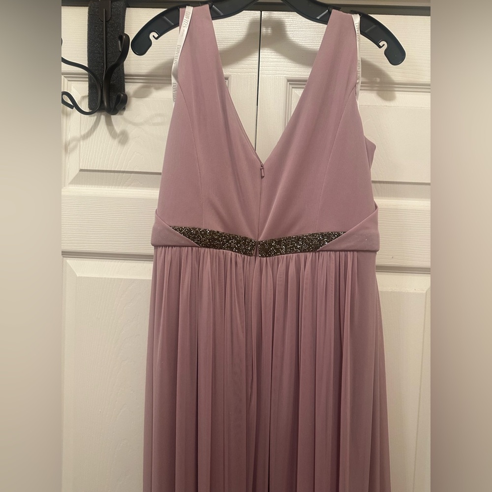 David’s Bridal Formal Dress Mauve With Sparkle Band Size 16
